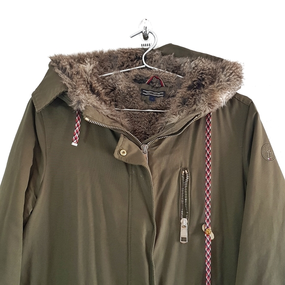 Tommy Hilfiger Khaki Parka Coat - Size Large - Picture 2 of 5